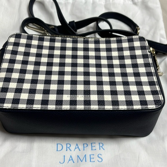 Draper James Handbags - Draper James Gingham Crossbody Bag Navy/White
